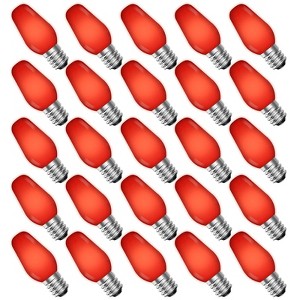 Luxrite C7 LED Purple Replacement Light Bulbs, String Lights, 0.5W, Shatterproof Colored Candelabra Bulb, Enclosed Fixture Rated E12 Base 25 Pack - 1 of 4