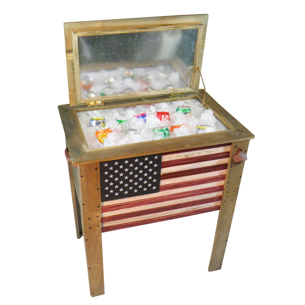 57 Quart Decorative Outdoor American Flag Cooler