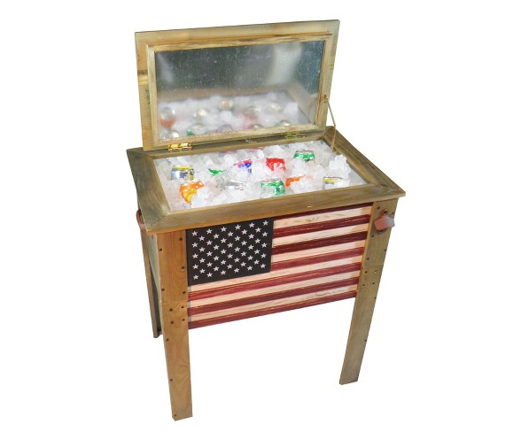 57 Qt Wooden Flag Cooler Backyard Expressions