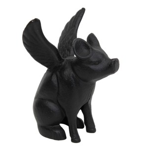 Flying Pig Black Cast Iron Decorative Figure - Foreside Home & Garden - 1 of 4