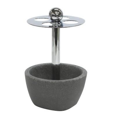 Charcoal Gray Stone and Metal Toothbrush Holder