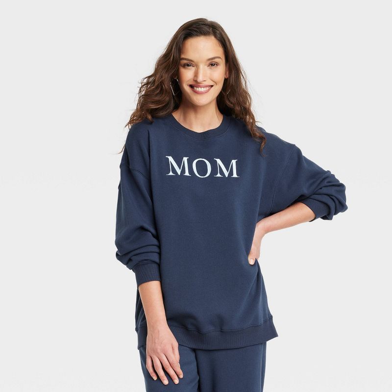 Women's Mom Graphic Sweatshirt - Blue, 1 of 4