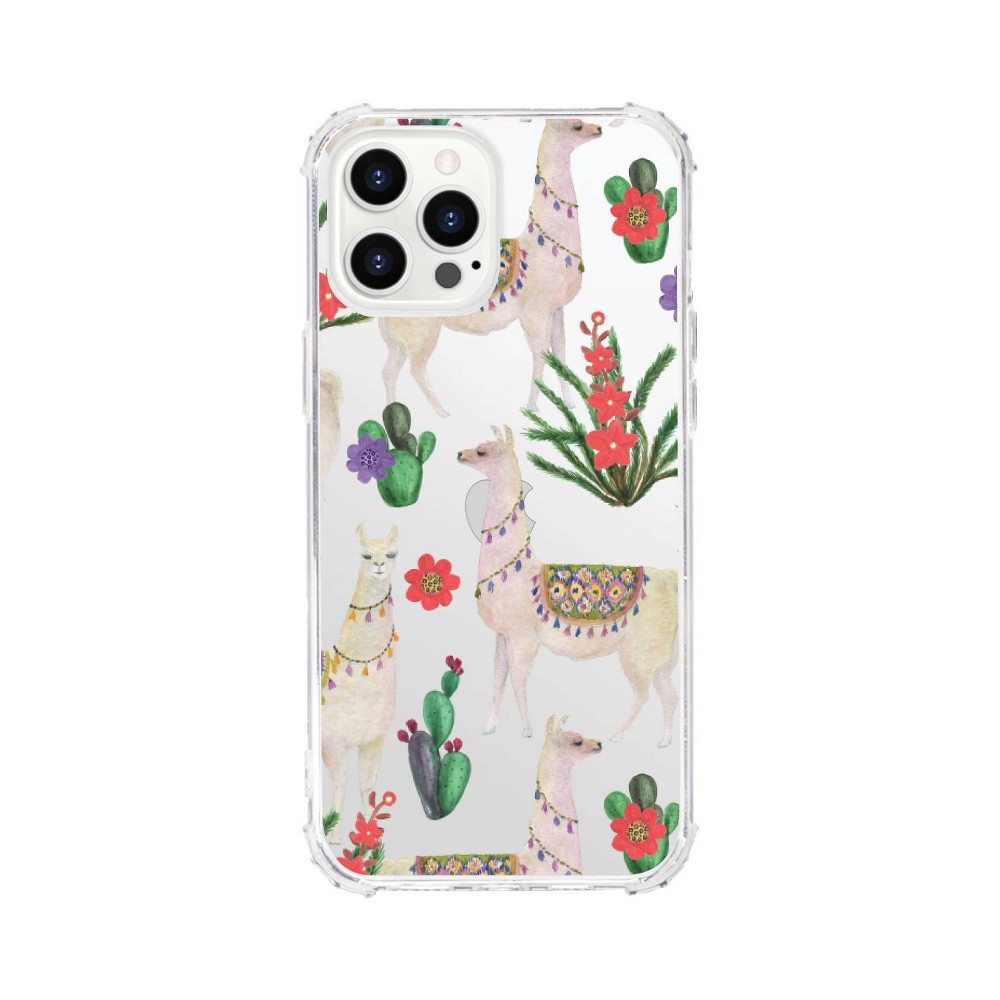 OTM Essentials iPhone 12/iPhone 12 Pro Tough Edge Animals Clear Case - Llama Dance Green: Bump-Resistant TPU Design