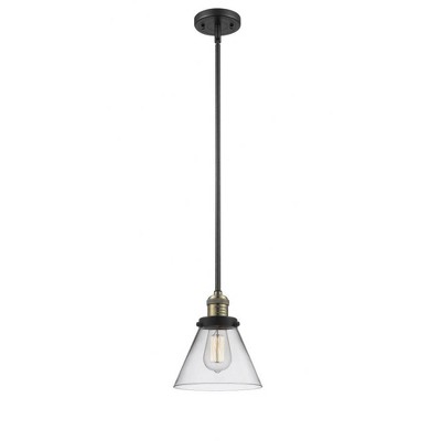 Cone - 1 Light Stem Hung Mini Pendant In Industrial Style-10 Inches Tall and 8 Inches Wide