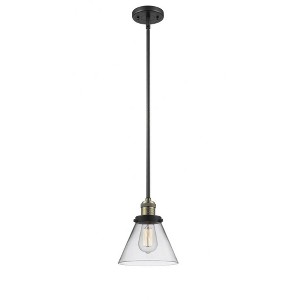 Cone - 1 Light Stem Hung Mini Pendant In Industrial Style-10 Inches Tall and 8 Inches Wide - 1 of 1