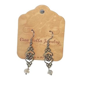 Silver Filigree Dangle Earrings | Gemstone & Crystal Earrings by Michelle Marie Boutique - 1 of 4