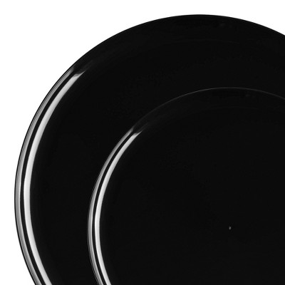 Smarty Had A Party Black Flat Plastic Dinnerware Set - 120 Sets