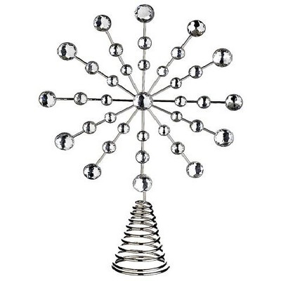 Allstate Floral 12" Silver Splendor Rhinestone Starburst Christmas Tree Topper - Unlit