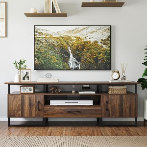 Industrial TV Stand for 75 Inch TV, Entertainment Center with Storage & Drawer - 1 of 4