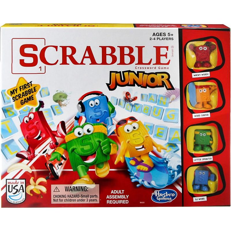 Scrabble Junior Letter-Matching Game for Kids, 2-Sided Game Board with Advanced Level, 4 Tokens, 5+ Years, 1 of 10