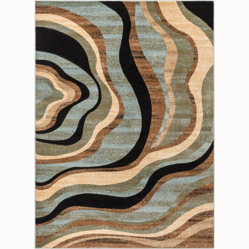 Well Woven Hudson Waves Geometric Modern Casual Abstract Contemporary Natural Lines Soft Multi Blue Area Rug, 1 of 10