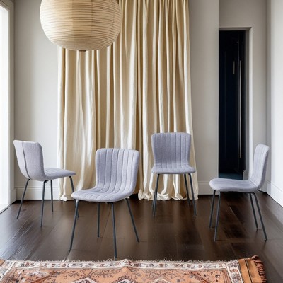 FURNIinspire Dining Chairs A set of 4 Luxury Dining Chairs For Dining Room, Black Metal Legs Dining Chairs With PU Cushion, Gray, 20"*16"*31"