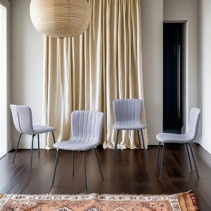 FURNIinspire Dining Chairs A set of 4 Luxury Dining Chairs For Dining Room, Black Metal Legs Dining Chairs With PU Cushion, Gray, 20"*16"*31" - 1 of 4