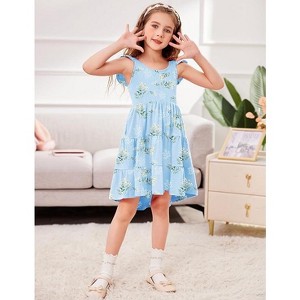 Arshiner Toddler Dress Little Girls Summer Cotton Backless High Low Hem Beach Casual Sundress with Pockets - 1 of 4