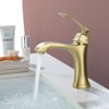 Cobbe Brushed Gold Vanity Sink Faucets Single Handle Bathroom Faucet Single-Hole Installation - 4 of 4