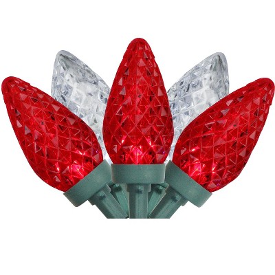 Northlight 100ct C9 Faceted LED String Lights Red/White - 66' Green Wire