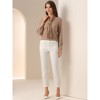 INSPIRE CHIC Women's Long Sleeve Pleated Tie Neck Office Blouses - 3 of 4