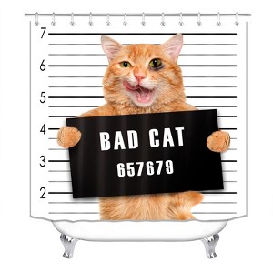 Funny Bad Cat Shower Curtains for Bathroom Waterproof Fabric Bath Curtain Durable Soft Stylish Bathroom Decor 72x72 Inch - 1 of 1