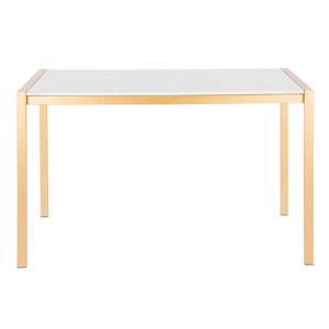 Vynxaria Glam Dining Table – Gold Metal Base with White Marble Top, Modern Elegance for Home Dining - 1 of 4