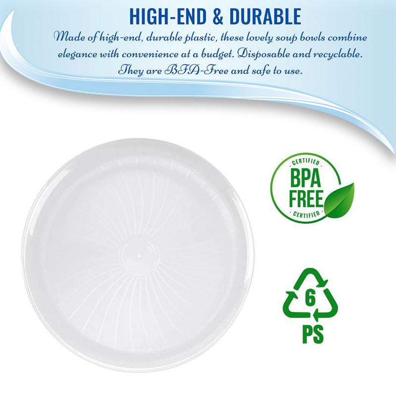 Smarty Had A Party 12" White Pavilion Round Disposable Plastic Trays, 4 of 6