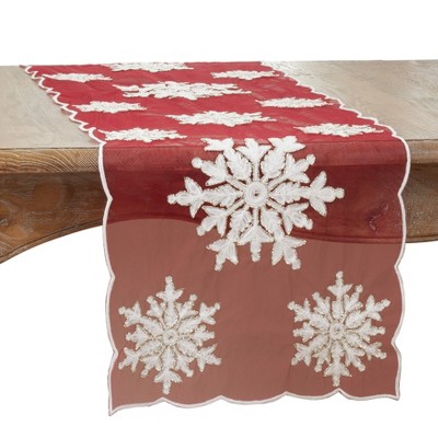 Saro Lifestyle Beaded + Embroidered Snowflake Runner