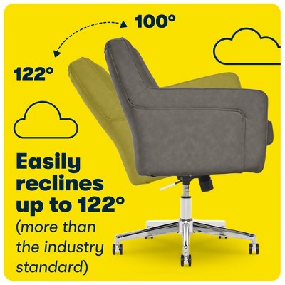 Ashland Gray Leather Swivel Home Office Chair with Memory Foam