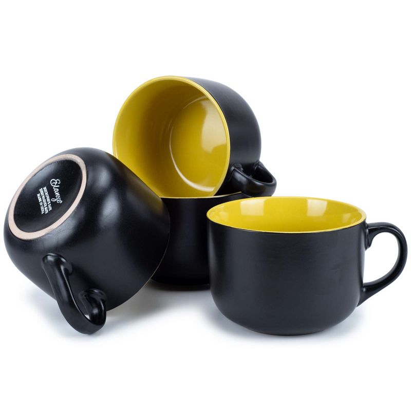 Elanze Designs Large Color Pop 24 ounce Ceramic Jumbo Soup Mugs Set of 4, Yellow, 1 of 6