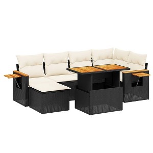 vidaXL Garden Sofa Set Black PE Rattan Large Modular Garden Sofa Set - 1 of 4