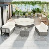 9-Piece Outdoor Patio Furniture Set, Conversation Set with Storage Glass Top Table, PE Rattan Sofa with Iron Frame and Foam Cushions-Coolbibila - 2 of 4