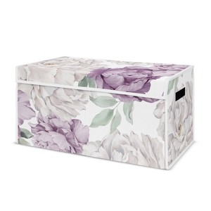 Sweet Jojo Designs Girl Fabric Storage Toy Bin Peony Floral Garden Lavender Purple and Ivory - 1 of 4