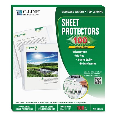 C-Line Sheet Protectors Clear Polypropylene 2" 11 x 8 1/2 100/BX 62617