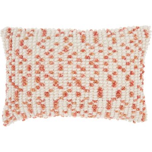 Indoor/Outdoor Dots Lumbar Throw Pillow Coral - Mina Victory, Pink