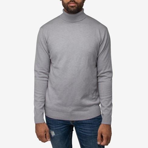 X RAY Men's Mock Turtleneck Sweater(Available in Big & Tall) in LIGHT  HEATHER GREY Size Medium