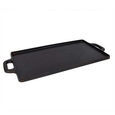 Large Black Cast Iron Reversible Griddle with Handles