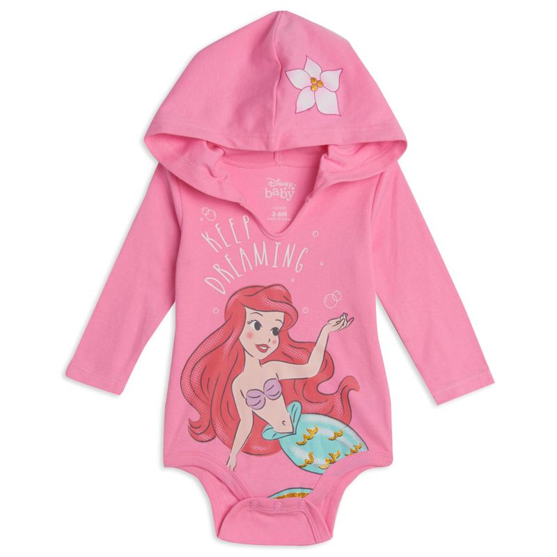 Disney Cinderella Princess Belle Princess Ariel Baby Girls 3 Pack Bodysuits Newborn to Infant, 4 of 9