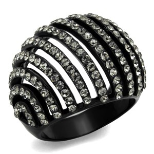 Slickblue Women’s Black Pave Dome Cocktail Ring – Crystal Stones, Ion Plated Stainless Steel, Stylish Design, Sizes 5-12 - 1 of 4