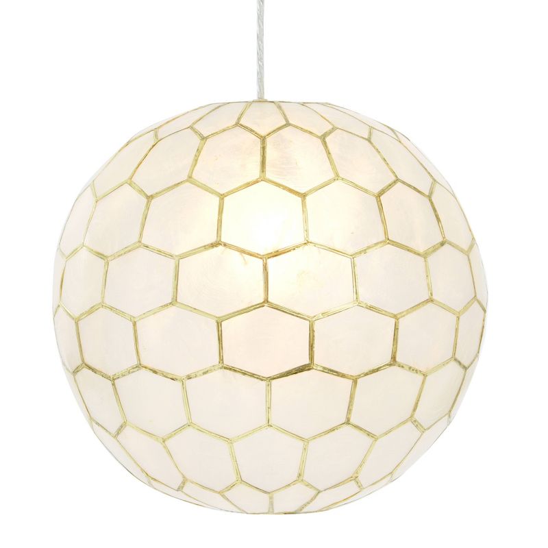 Storied Home Capiz Honeycomb Globe Pendant Light Capiz White Seashells , 1 of 8