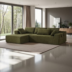 108" Chenille Modular L-Shaped Sectional Sofa with Left Chaise & 6 Pillows - 1 of 4