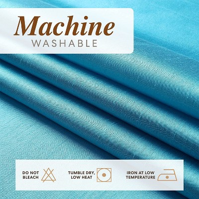Turquoise Faux Silk Sheer Grommet Top Curtain Panels, 52" x 84"