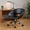 HomeRoots Black and Silver Faux Leather Adjustable Height Swivel Rolling Office Chair - 2 of 4