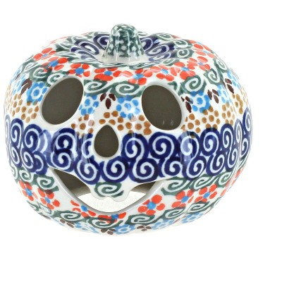 Blue Rose Polish Pottery Maple Crisp Small Pumpkin Luminary Style 1