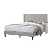 Royal Hampton Queen Size Bed with Tufted Headboard, Brown Burlap Upholstery, Wood - 3 of 4