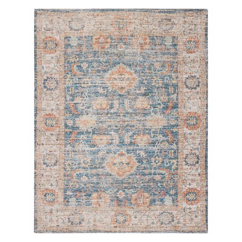 7'6x9' Floral Jute/Chenille Border Rug Blue/Ivory - Anji Mountain