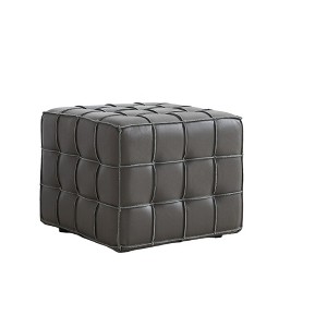 Dexmalle Genuine Leather Tufted Ottoman,Gary - 1 of 4