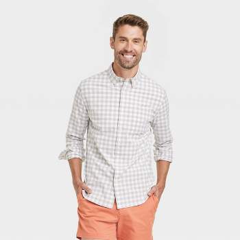 Men's Long Sleeve Slim Fit Button-Down Shirt - Goodfellow & Co™ Gray