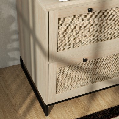 Natural Wood 2 Drawer Lockable Vertical Filing Cabinet