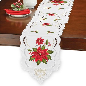 Collections Etc Delicate Poinsettia Embroidered Table Linens - 1 of 2
