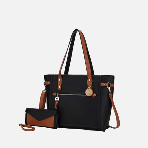 MKF Collection Andrys Tote Bag and Wallet by Mia K - Black Cognac