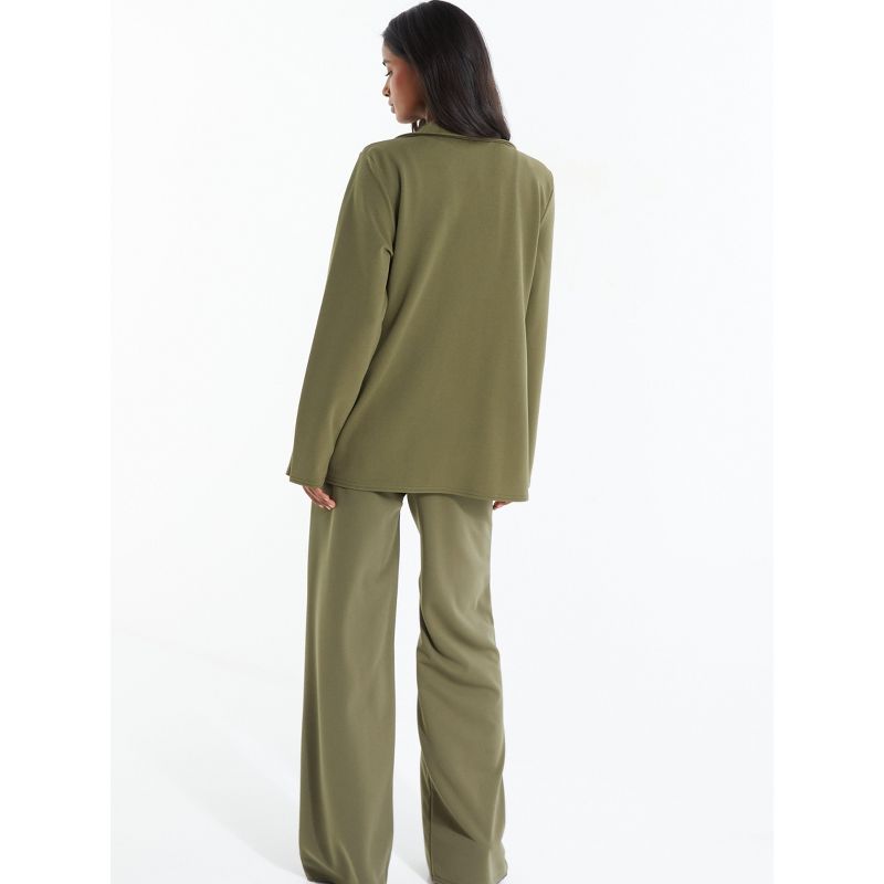 QUIZ Women's Olive Green Relaxed 4 Button Blazer, 2 of 4