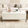 White Coffee Table with Drawers, Rectangle Coffee Table with Back Open Shelf - 4 of 4
